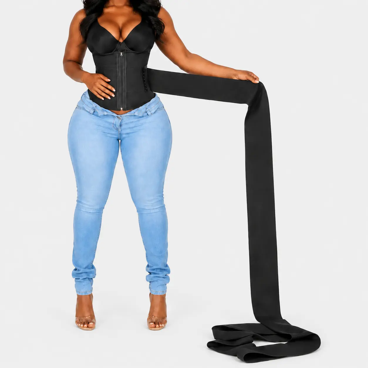 Sculpt Touch Women's Waist Trainer Corset Belt, Adjustable Tummy Control Shapewear with Removable Wrap Strap, 9 Steel Bones Body Shaper for Waist Slimming & Posture Support