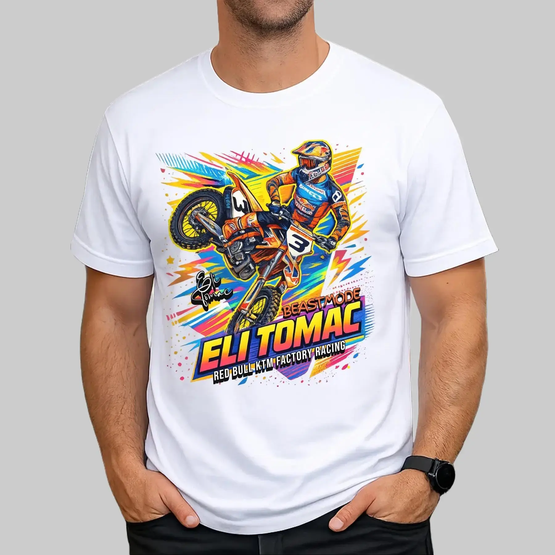 Eli Tomac Supercross Shirt 2026 - KTM Racing Graphic Tee,  Unisex Casual Wear, Moto Apparel, Motocross, Dirt Bike Racing Fan T-Shirt Hoodie Sweatshirt