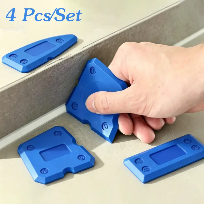 4 Pack Multi-Use Practical Caulk Removal & Finishing Kit - 4-Shaped Silicone Sealant Smoother Scraper, Professional Grout Line Hand Tool for Bathroom Shower Tub Joint Repair DIY Projects