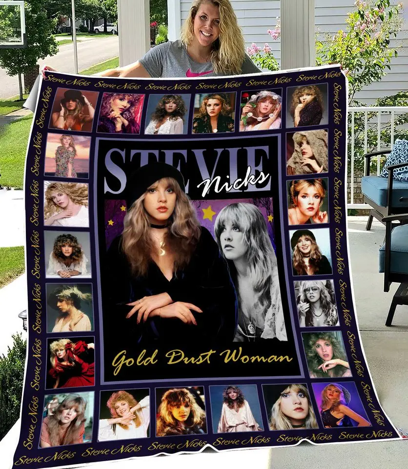 Stevie Nickz Inspired Gold Dust Woman Style Fleece Blanket, Boho Gypsy Aesthetic Mink Sherpa Throw Blanket, Soft Cozy Bed Blanket