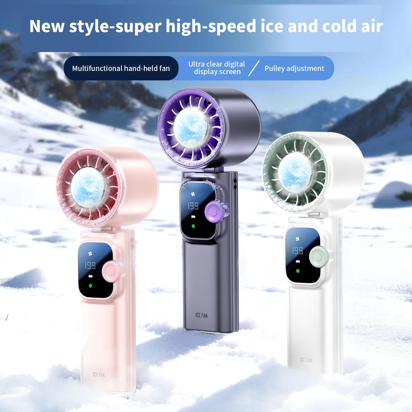 Mini Handheld Cooling  – 199-Speed Precision Control, Ice-Cooling Function, LED Display, Pocket-Size Portable  for Travel, Summer, Concerts & Commuting quiet desk outdoor play camp high-speed turbo adjustable wind Silent Suspended Waist Fan neck hanging