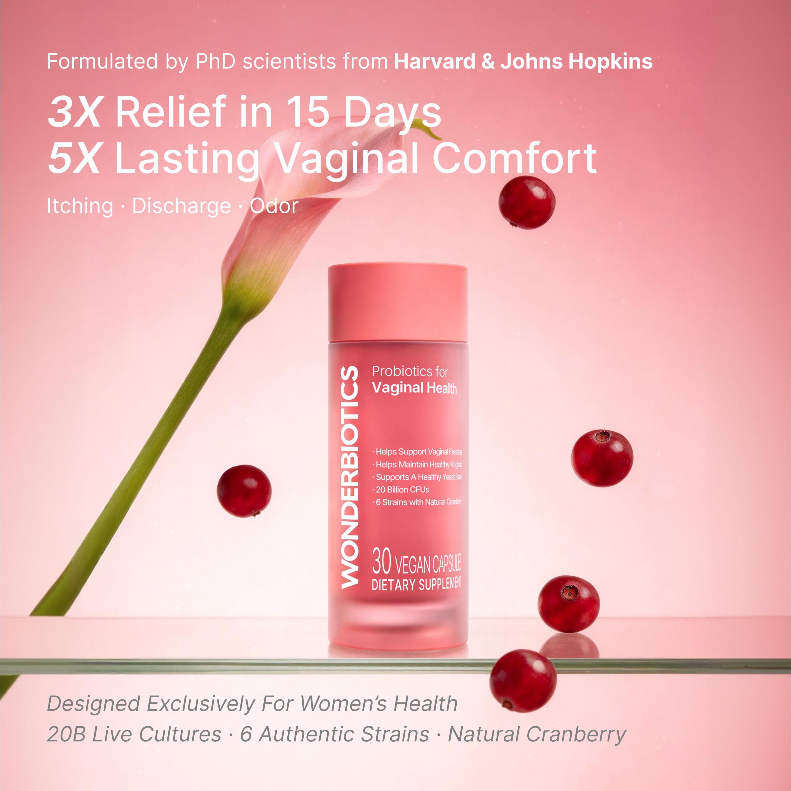 WonderBiotics Probiotics for Vaginal Health Healthcare Vitamin Dietary Edible Supplement Fitness Optimum Bathroom