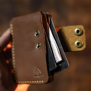 Handmade Leather Wallet with Button Closure Hand Stitched Burnished Edges Bifold Design for Cards & Cash Best Anniversary Christmas Gift  Valentine's Day Gift with Elegant Durable Design