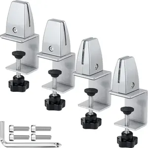4 Packs Adjustable Aluminum Partition Clamp Sneeze Guard Support for Acrylic Desk Divider Desk Shield Clamp Privacy Panel for Counter