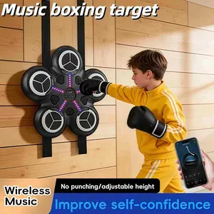 Bluetooth-compatible Punching Machine for Kids Aged 3+, Music Boxing Machine, Interactive Countable Reaction Target, Home Gym Dual Scenarios, Includes Charging Cable & Gloves