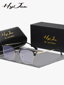 HYJEX 1 Piece Unisex Business Style Full Frame Plano Glasses Demonstrate Professionalism Square Frame Plano Glasses