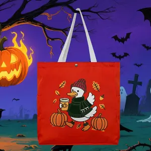 Lovely Duck Design Handbag, Embroidered Pattern, Large Capacity, Casual Style, Suitable for All Seasons, Festival & Back to School Use