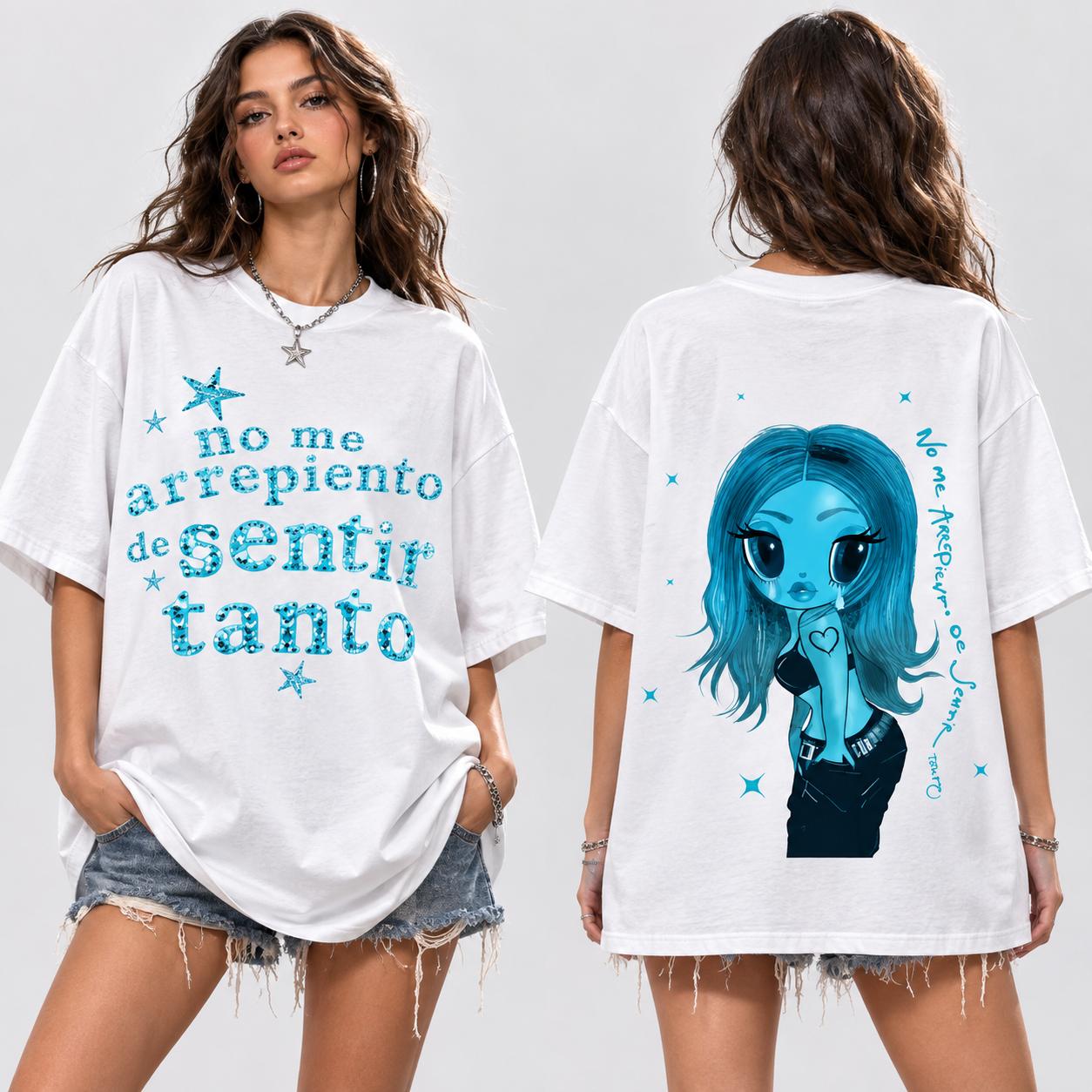 New Album No Me Arrepiento De Sentir Tanto V8 Premium Cotton T- - La Bichota Latin Queen Graphic Tee, Latin Pop Concert Tour Merch, Cute Festival Summer , Unisex Gift for Latin Fans women shirts oversized tshirt short pump