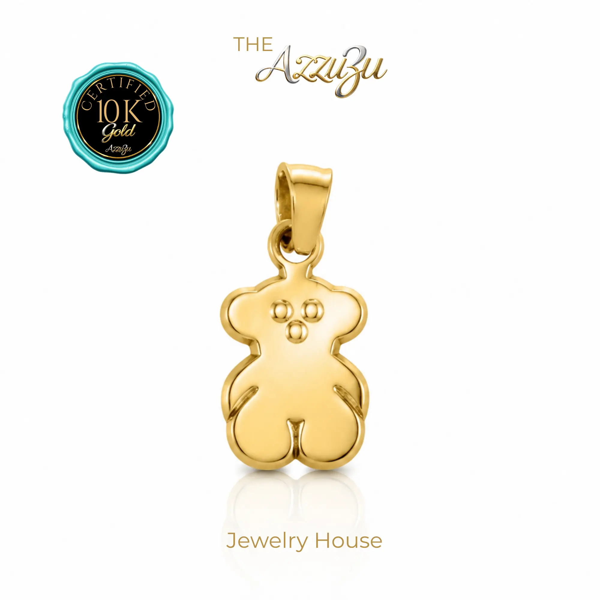 The AzzuZu 10K Yellow Gold  "Cute Tinny Bear" Pendant