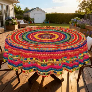 BOOPBEEP Bohemian Printed Table Cover,  Spring Decor, Perfect Holiday Decor, Home décor, Rectangular&Round Tablecloth, Camping Picnics, Garden BBQ, Party Decor, Kitchen Decor, Vintage Room decor&Outdoor Decor, Gifts Ideas To Friends