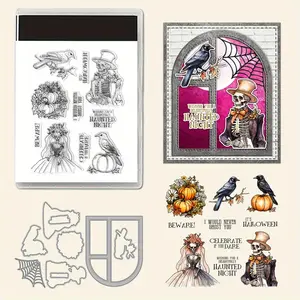 Skeleton Wearing Wedding Dress Clear Stamps and Cutting Dies for DIY Handmade Scrapbooking Supplies Photo Album Decoration Paper Card Making Photo Album Decoration Paper Card Handmade Gift Blessing Birthday Thank You Card!