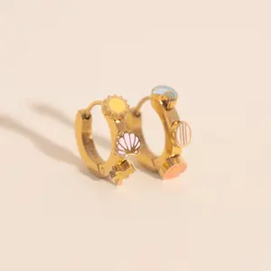 Beach 3D Huggie Hoop Earrings