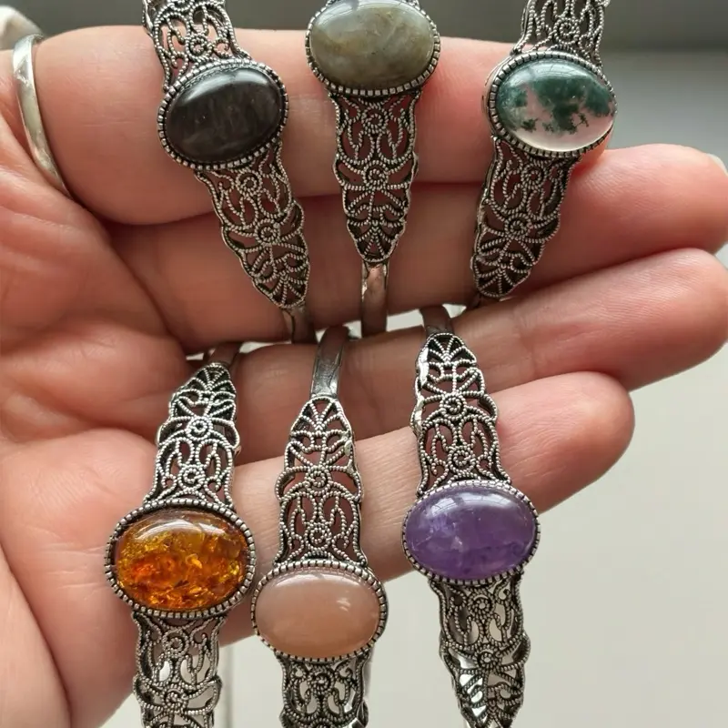 Crystal Bangles - Elegant Design with Various Gemstone Colors and Intricate Patterns