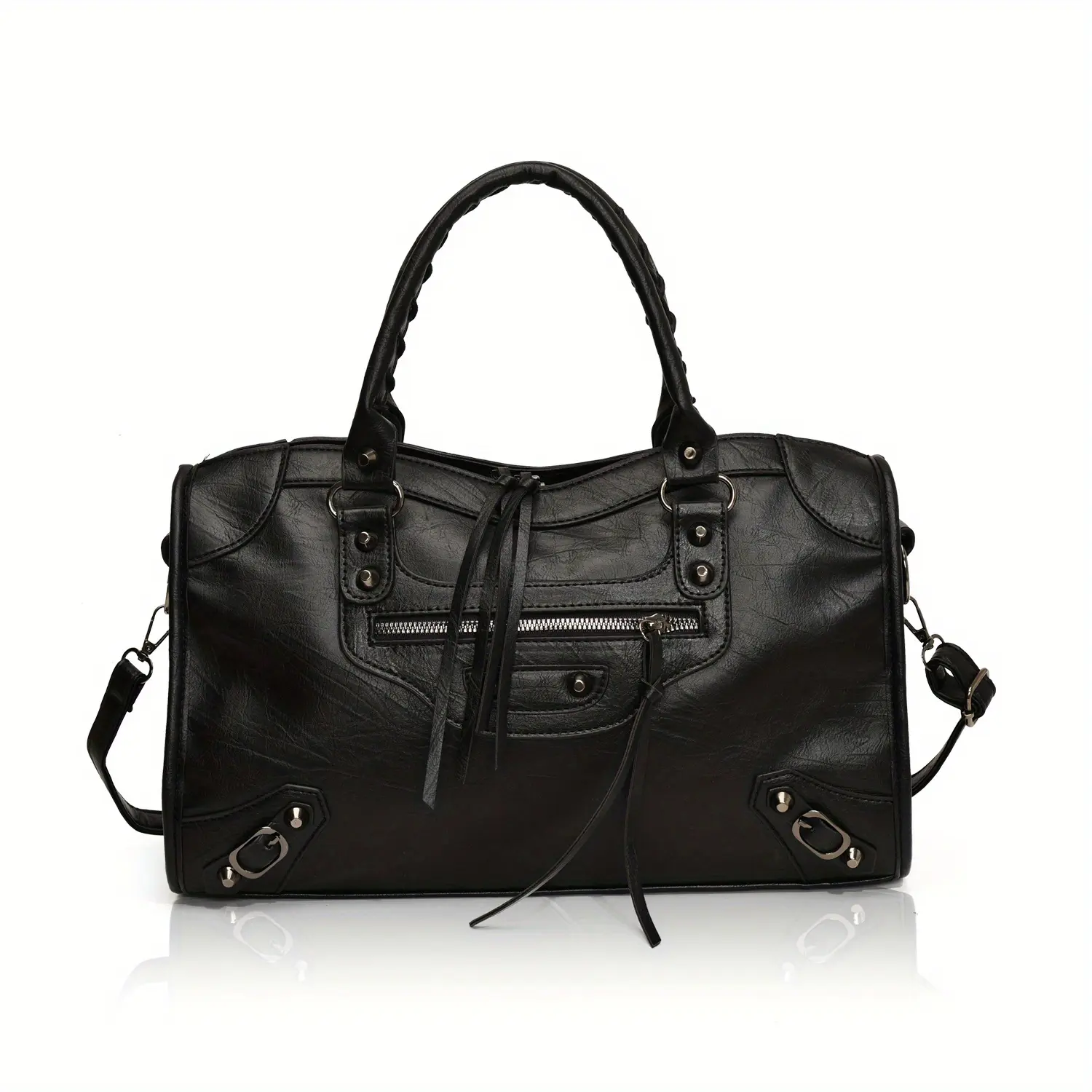 Tote Purse for Women Spacious Tote Bag Faux Leather Hobo Rivet Bag Trendy Punk Rivet Shoulder Bag Work Boston Bag