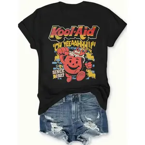 Kool Aid T Shirt Black Casual Wear Personalized Unisex Women's Top Summer Comfortable Breathable Short Sleeve Tee Suitable For All Outfits Made In Usa