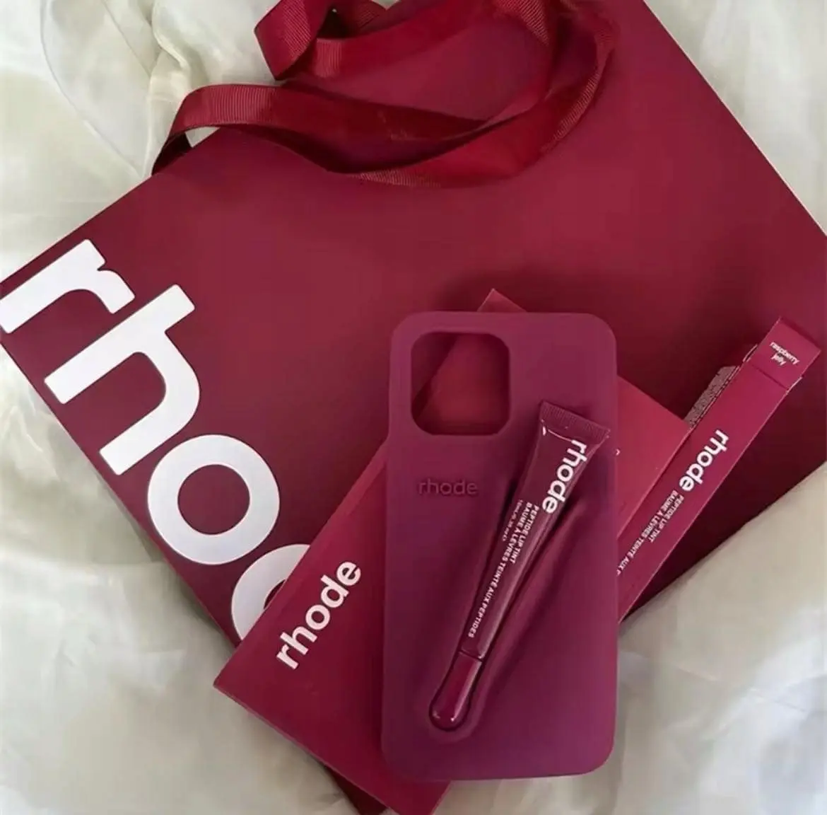 Rhode Inspired Lip Case for iPhone, Soft Touch Silicone Cover with Convenient Holder