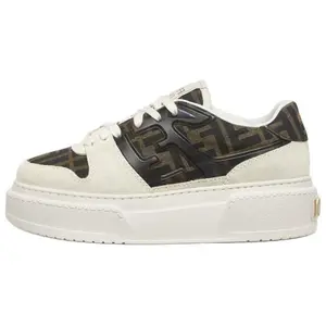 FENDI Match Suede Lace-Up Low-Top Casual Shoes for Women with 5cm Heel in White and Green Trending Shoes, House White Official Shoes to Get / Maison Mihara Verifiable, with credentials and supporting global authentication