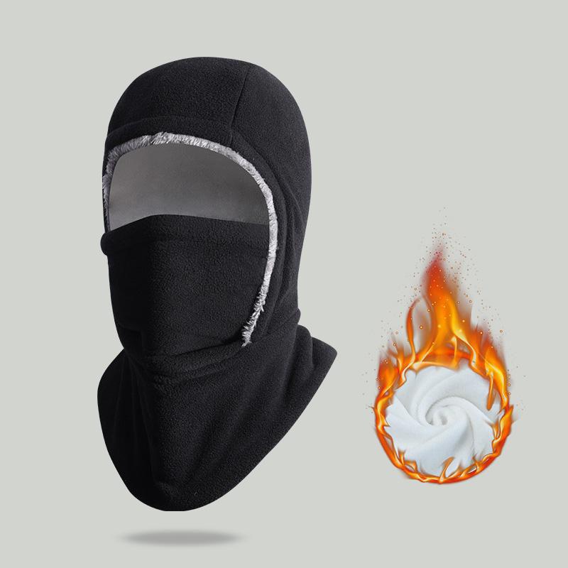 2-piece winter warm 2-in-1 hat and face mask – windproof, thick fleece lining, suitable for cycling, running, skiing, machine washable, black.