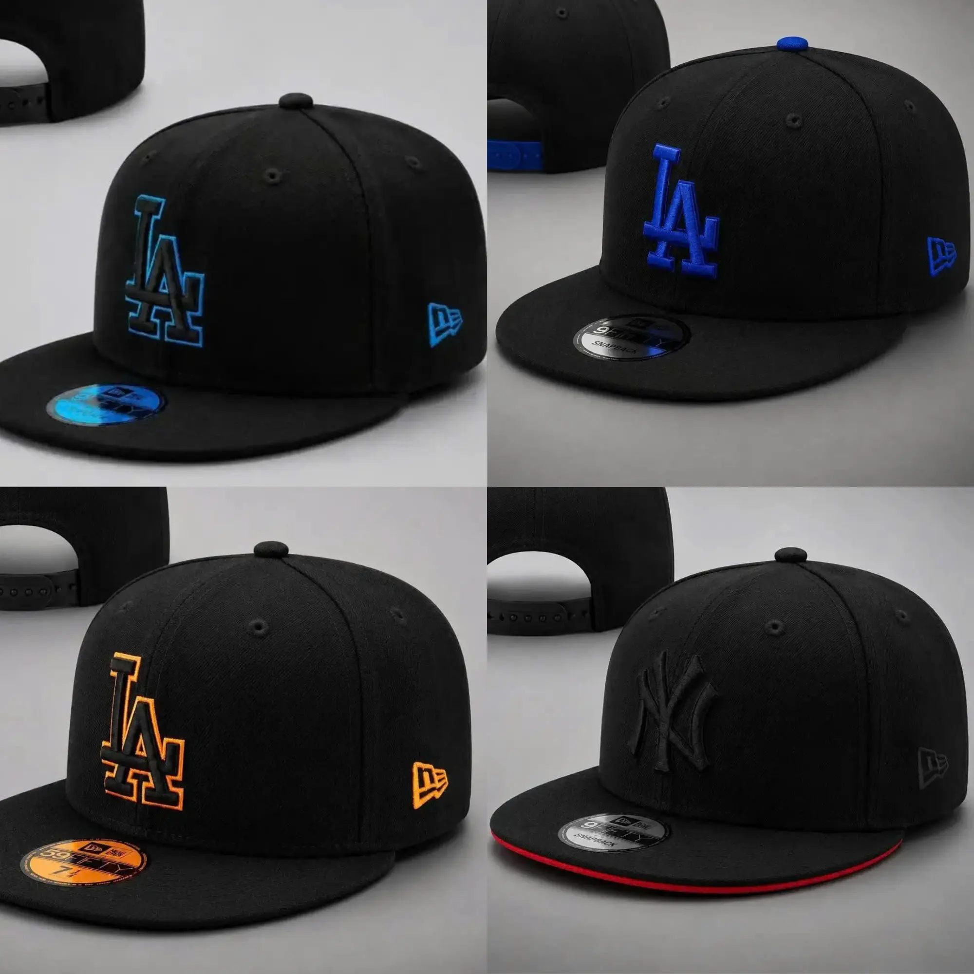 New Era MLB NY Yankees LA Dodgers Premium Team Logo Baseball Hat Adjustable 9FORTY 59FIFTY Curved Brim Snapback Cap, Embroidered Premium Graphics, Casual Daily Outfit, USA 2026 Edition