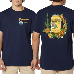 Pacifico Clara Beer T-Shirt, Cerveza Pacifico Can with Floral and Cactus Graphic, Vintage Mexican Beer 2 Sides Graphic Tee, Soft Cotton Blend Shirt, Gift for Beer Lovers and Fiesta Fans