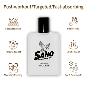 SANO Essential Oil (Wintergreen & Menthol) - Sports Relief for Post-Workout Muscle Soothing | Fast-Absorbing 50ml + 5ml Pocket Mini Roll-On