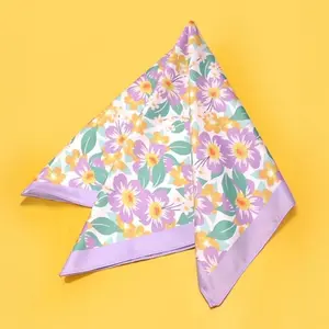 218-N • Tropical Bloom Silky Floral Bandana Scarf