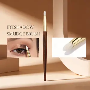 Fluffin E09 Fine Pointed Goat Hair Eyeshadow Smudge Brush, Rosewood Handle, Copper Pipe, Makeup Tool for Crease Eyeliner Smudging