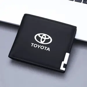 PU Leather Car Short Men Wallet Purse, Card Holder & License Pocket, Durable Design for Toyota Models, Essential Accessory, Minimalist Wallets
