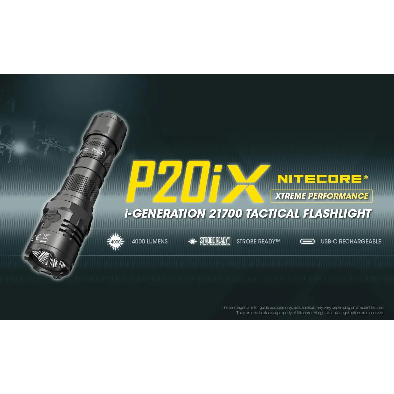 Nitecore P20iX High Lumen Flashlight, 4000-Lumen High Power Torch, USB-C LED Rechargeable Flashlights for Camping & Hiking Tactical Use