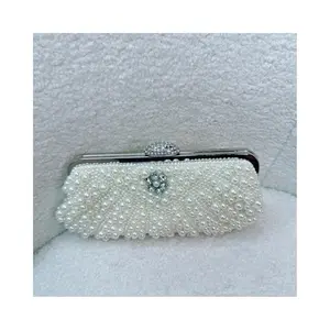 Eve’s Apparel & Accessories Pearl Embellished Clutch Handbag – Women’s Evening & Wedding Statement Purse