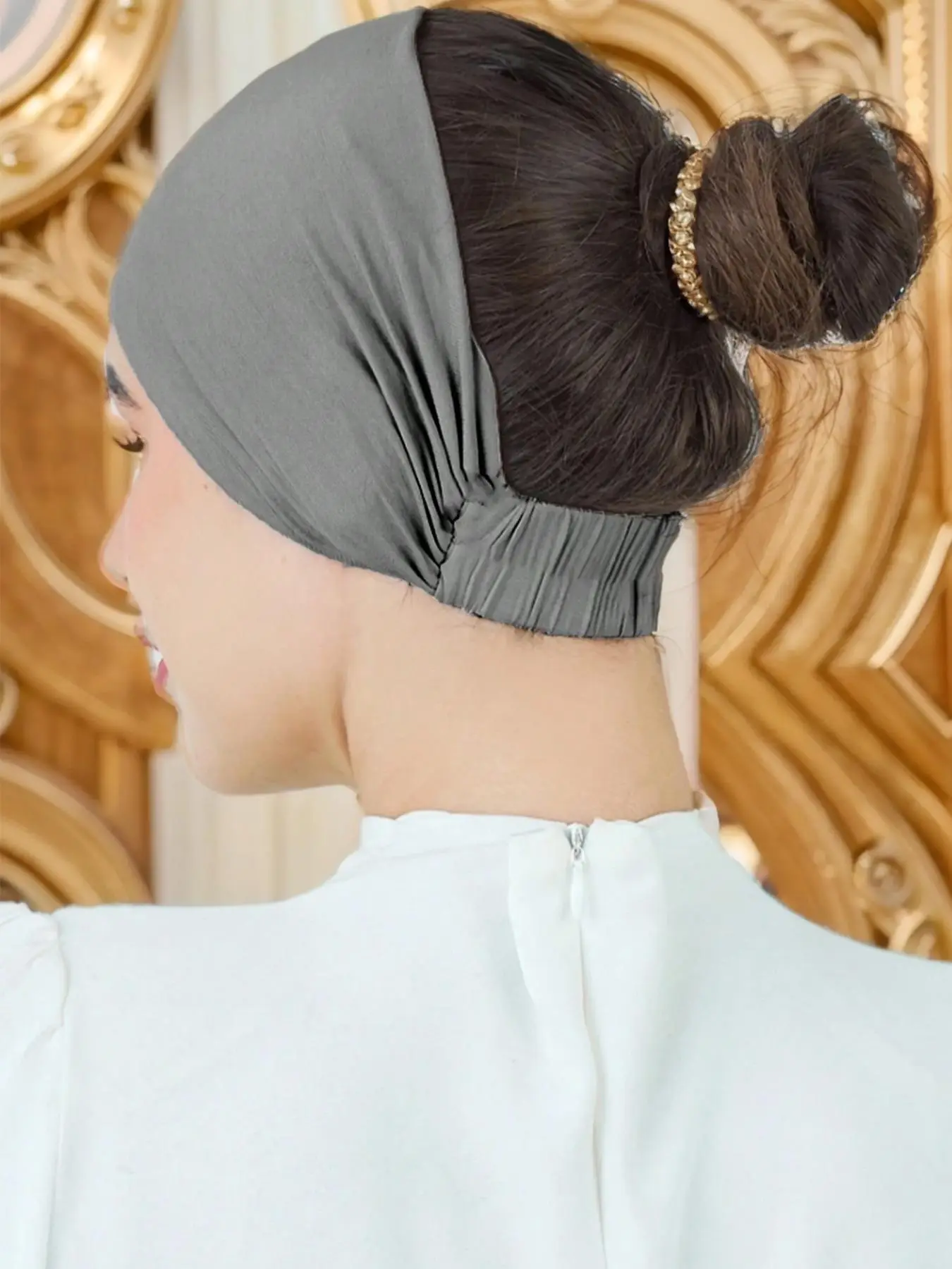 Women's Solid Color Muslim Instant Hijab, Wide Edge Scarf Cap for Daily Sports, All Seasons Woven Fabric Headwear