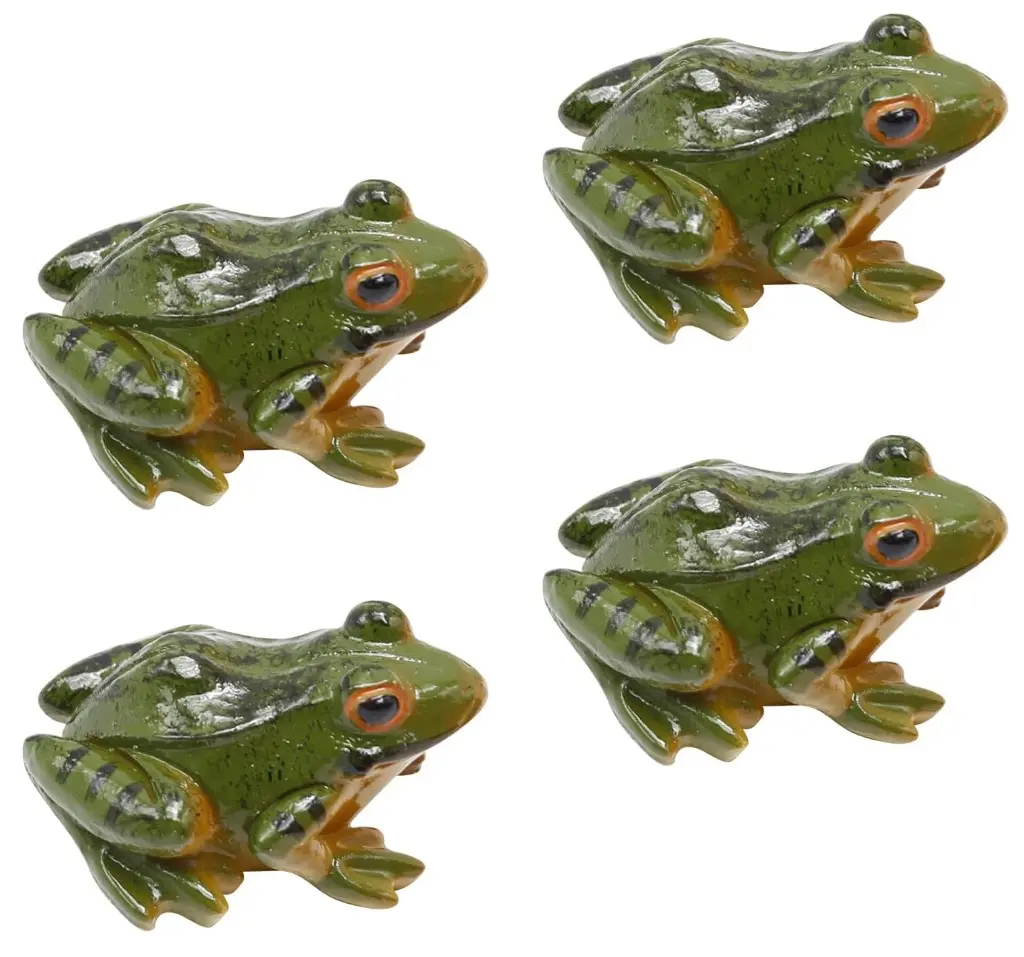 4 Pcs Garden Frog Figurine, Miniature Frog Figurines, Small Resin Realistic Frogs Statue for Fairy Garden Fish Tank Terrarium Decor