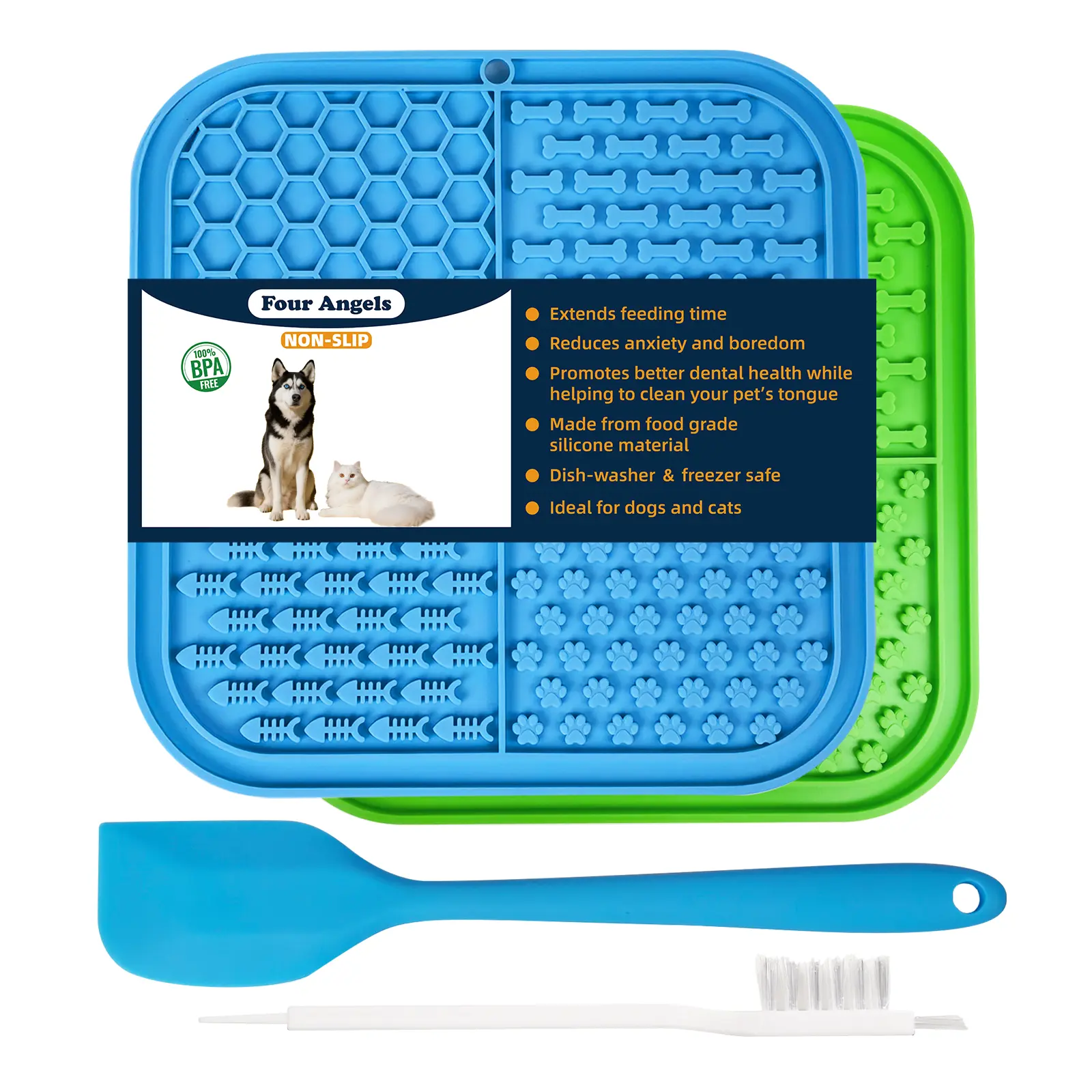 Lick Mat for Dogs,Dog Lick Mat with Suction Cups, Pet Food Mats and Slow Feeder Cat Bowl for Dog Anxiety Relief Pet Enrichment Toys,Slow Feeder Dog Bowls, Bathing, Grooming and Training-MSD001 silicone
