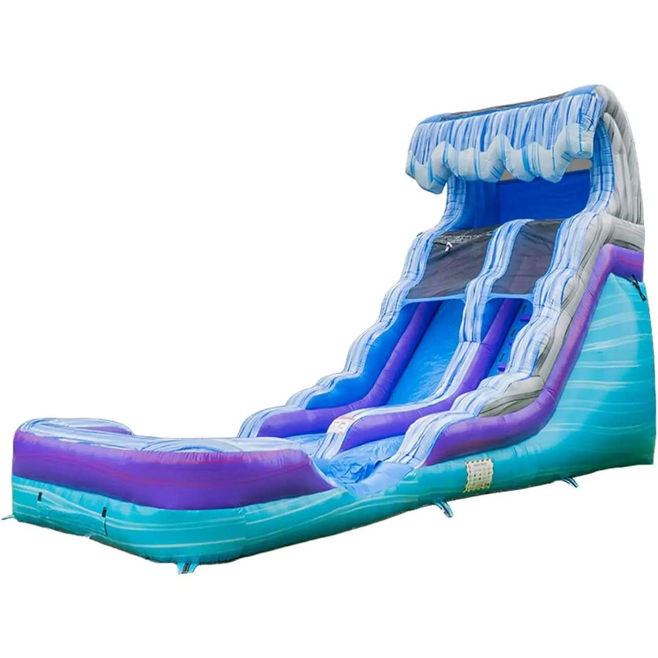 HeroKiddo 16ft Tall Ocean Wave Inflatable Water Slide with Attachable Pool & Blower, 24ft Long Commercial Grade PVC, Heavy Duty Wet/Dry Slide for Kids & Adults,Front Load Entry for Easy Supervision