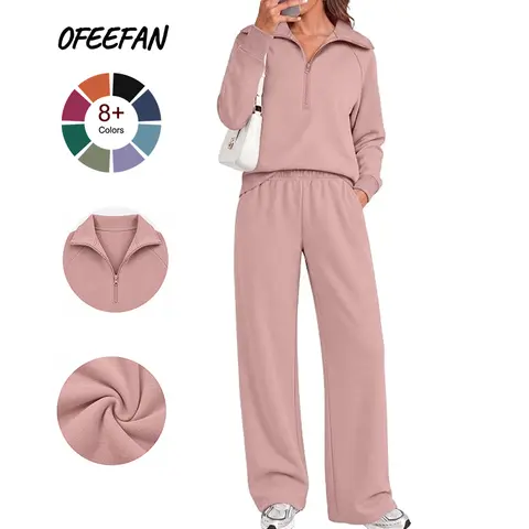 OFEEFAN Two Piece Sweat Sets for Women Cozy Sweatsuits Fashion Lounge Matching Sets Clothing Sweatshirt Womenswear, Sets For Women 2 Piece, Women's 2 Piece Sets