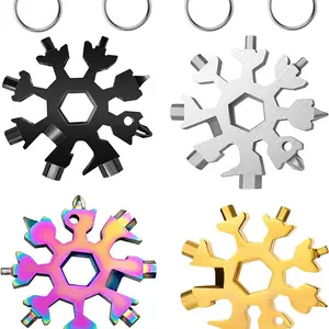 18-In-1 Snowflake Multi-Tool Set, Multifunctional Tool, Includes Stainless Steel Beer Opener, Flat Head Screwdriver Kit, Durable Outdoor Carry, Key Included