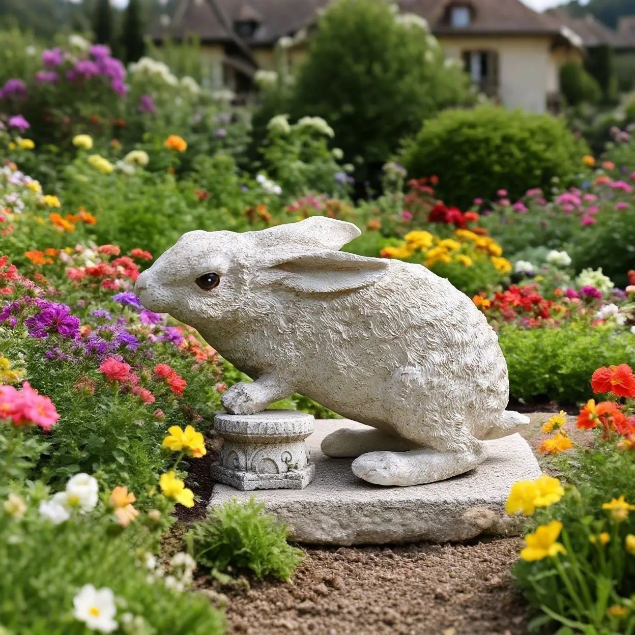 New Trend Outdoor Realistic Rabbit Animal Figurine, Lawn Garden Sculpture, Garden Setting, High-Quality Resin Craft, Home Courtyard Decoration