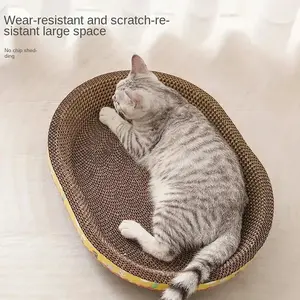 Oval Corrugated Cardboard Scratcher Bed, Pet Lounge & Scratching Pad (Cat Furniture, Pet Supplies)
