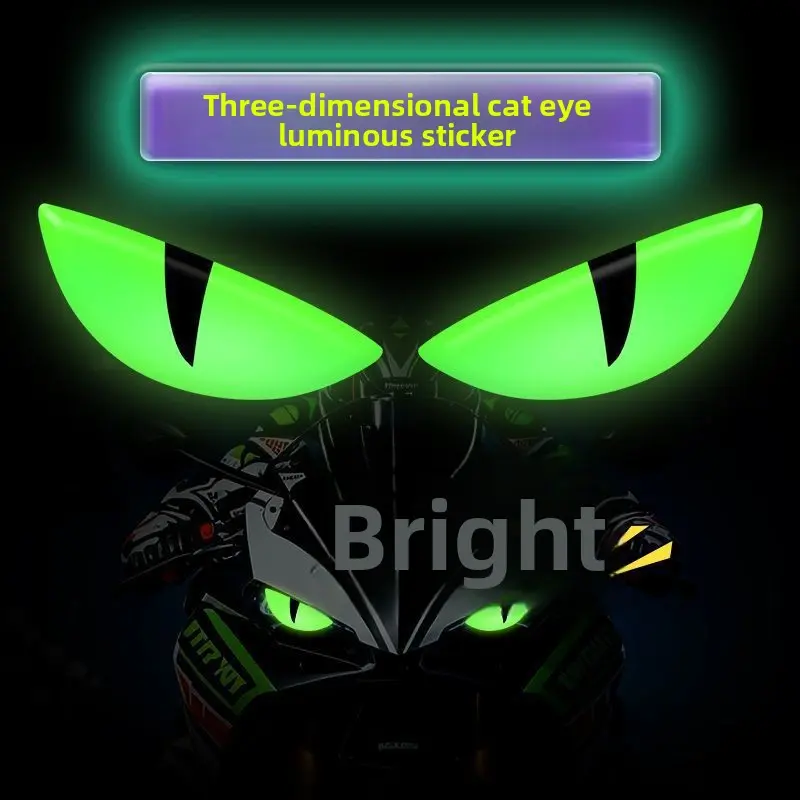 3D Glowing Demon Eye Sticker – Reflective Night Light Car Decal for Cars E-Bikes Motorcycles – Peel-and-Stick Spooky Halloween Decor – Universal Fit for Teens & Horror Fans