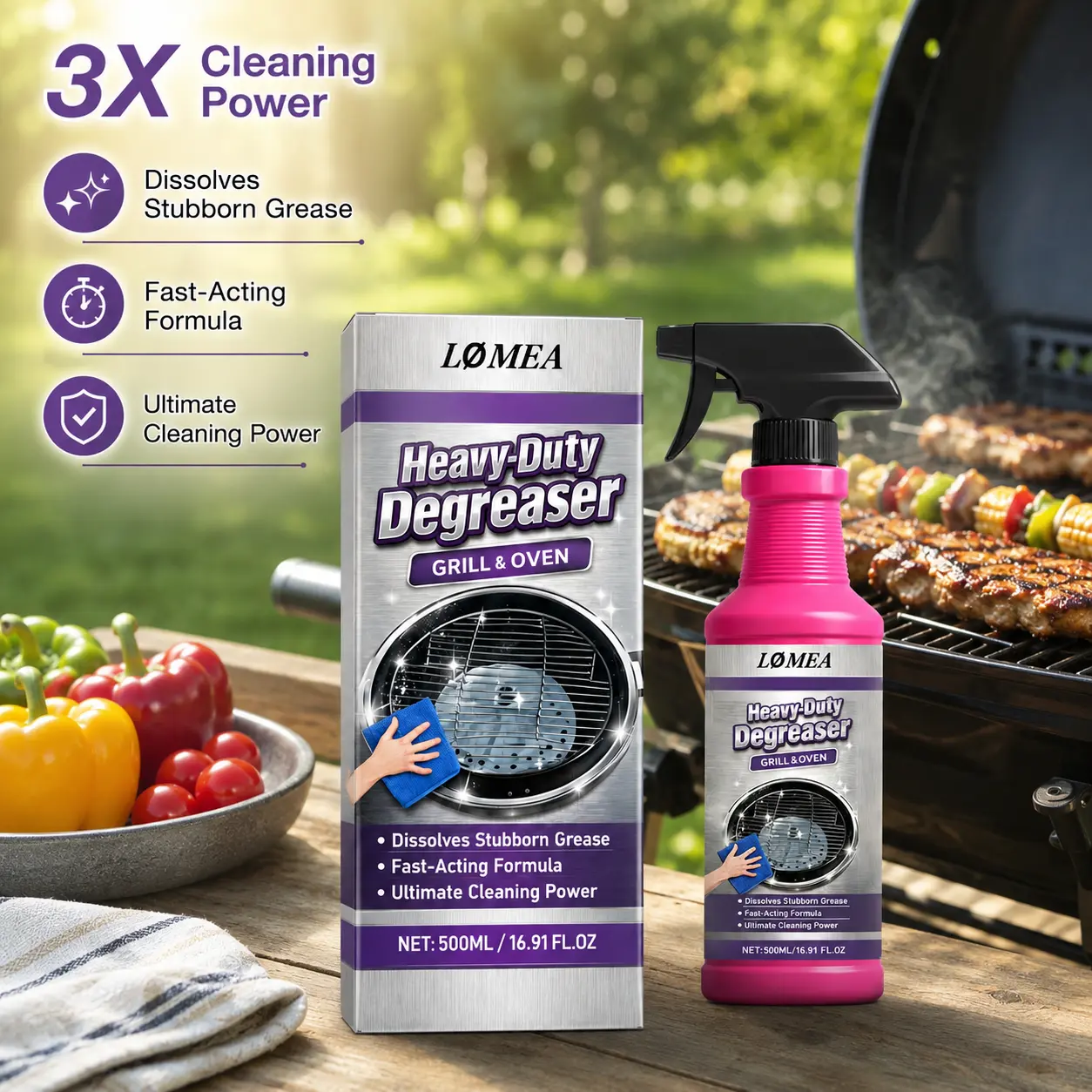 Heavy Duty Grill Degreaser Spray - Fast-Acting Powerful Stain Eliminator, Heavy Duty Cleaning & Speed Clean Oven Cleaners for Stove, Outdoor Grill Grate, Kitchen Essential, Professional Grade, 16.9 fl oz, Heavy Duty Cleaning Oven Cleaners,stubborn grease