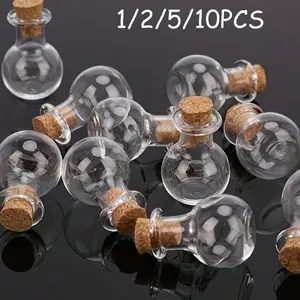 10 Mini Round Glass Bottles with Cork Stoppers, Star Wish Bottle, Decorative Mini Drift Bottles, Candy Storage, Crystal Decoration, Gift