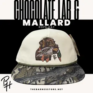 Richardson 256Barnes Store Chocolate Lab & Mallard Rope Hat Mossy Oak Treestand Premium Quality Cap with Unique Design and Comfort