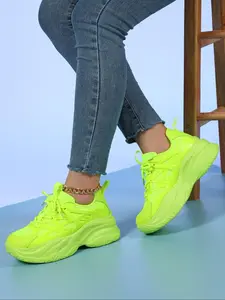 Women's Fashionable Lace Up Low Top Sneakers, Casual Comfortable Breathable Platform Sports Running Shoes, All-match Round Toe Chunky Sneakers for Daily Wear