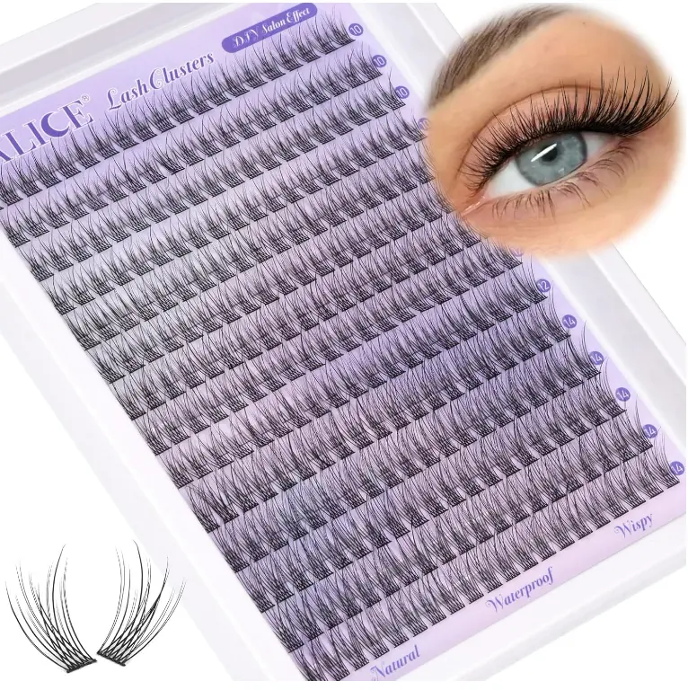 Natural Lash Clusters Wispy Lash Extensions Short 10-14mm DIY Cluster Eyelash Extension C-Curly 280pcs Soft Thin Band Individual Lashes by ALICE