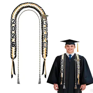 2026 Graduation Wreath Set, Dual Strand Braided Graduation Ribbon Wreath with Honor Sash, Unisex, Perfect for Graduates
