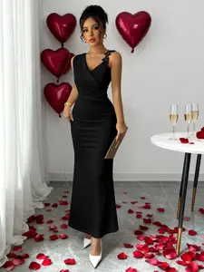 Elegant Summer Lace Patchwork Long Dress for Women, Asymmetric Design, Stylish Ladies' Fashion, Perfect for Casual & Formal Occasions, Formal Wear