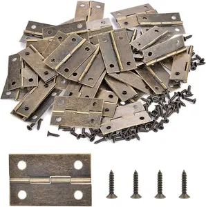 60 Pieces Antique Bronze Mini Hinges Hardware for Wooden Jewelry Boxes,Small Hinges for Handmade Crafts,Jewelry Box YCSJ
