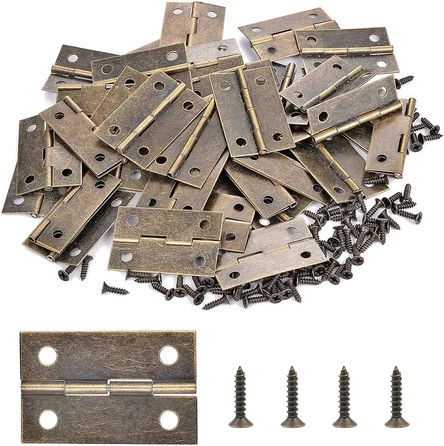 60 Pieces Antique Bronze Mini Hinges Hardware for Wooden Jewelry Boxes,Small Hinges for Handmade Crafts,Jewelry Box YCSJ