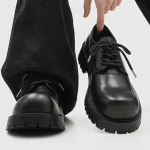 Men's Lug Sole Derby Shoes – Platform Chunky Workwear Boots, Low-Top Casual 96069-K
