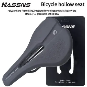 HASSNS Ultralight Bicycle Saddle Hollow Breathable Shockproof Cycling Seat Anti-slip Aerodynamic MTB Road Bike Cushion